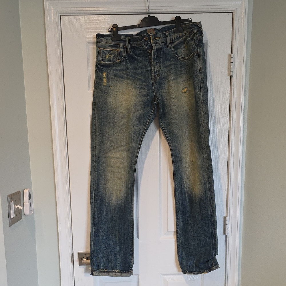 PRPS Blue Straight Jeans with Vintage Distressing